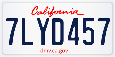 CA license plate 7LYD457