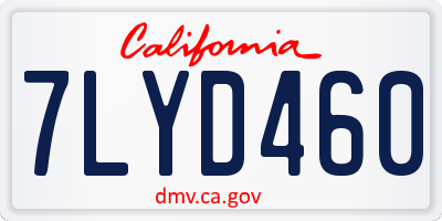 CA license plate 7LYD460
