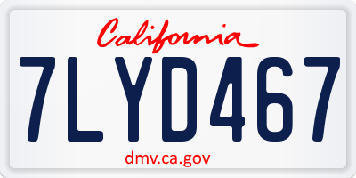 CA license plate 7LYD467