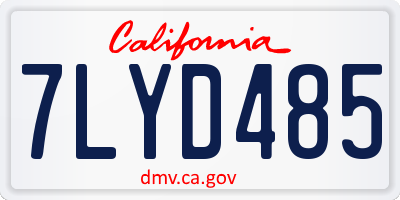 CA license plate 7LYD485