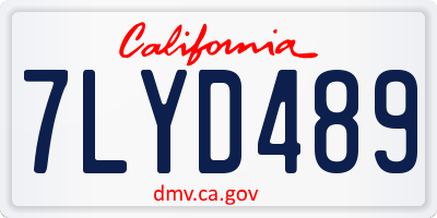 CA license plate 7LYD489