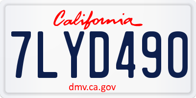 CA license plate 7LYD490