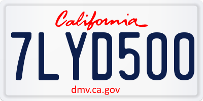 CA license plate 7LYD500