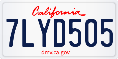 CA license plate 7LYD505