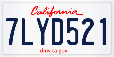 CA license plate 7LYD521