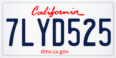 CA license plate 7LYD525