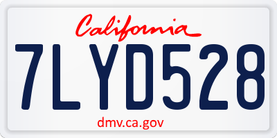 CA license plate 7LYD528