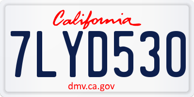 CA license plate 7LYD530