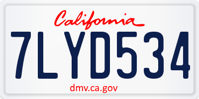 CA license plate 7LYD534