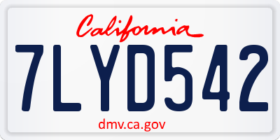 CA license plate 7LYD542