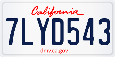 CA license plate 7LYD543