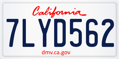 CA license plate 7LYD562