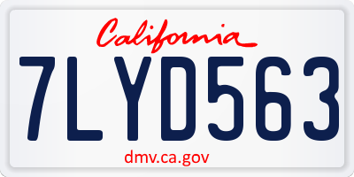 CA license plate 7LYD563