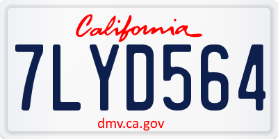 CA license plate 7LYD564
