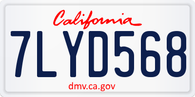CA license plate 7LYD568