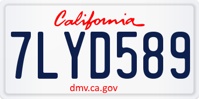 CA license plate 7LYD589