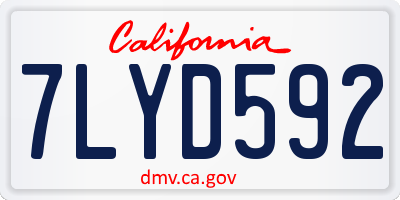 CA license plate 7LYD592
