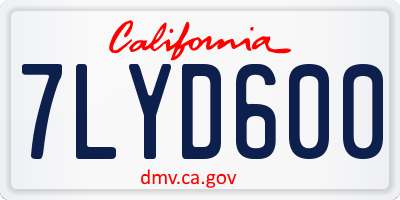 CA license plate 7LYD600