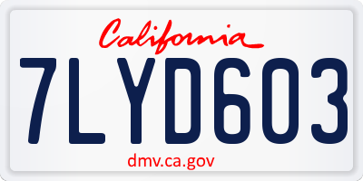 CA license plate 7LYD603