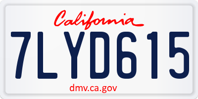 CA license plate 7LYD615