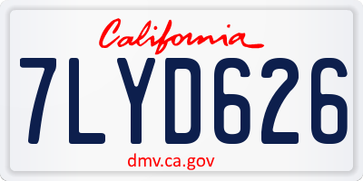CA license plate 7LYD626