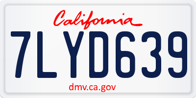 CA license plate 7LYD639