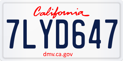 CA license plate 7LYD647
