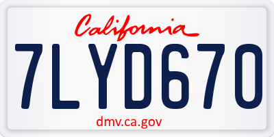 CA license plate 7LYD670