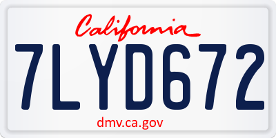CA license plate 7LYD672