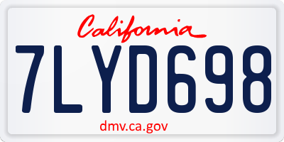 CA license plate 7LYD698