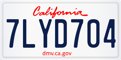 CA license plate 7LYD704