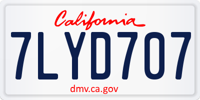 CA license plate 7LYD707