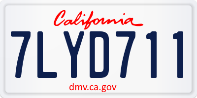 CA license plate 7LYD711