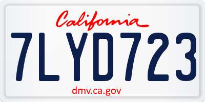 CA license plate 7LYD723