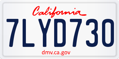 CA license plate 7LYD730