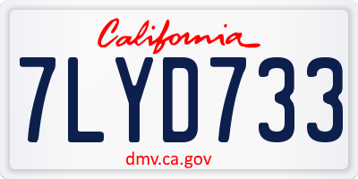 CA license plate 7LYD733