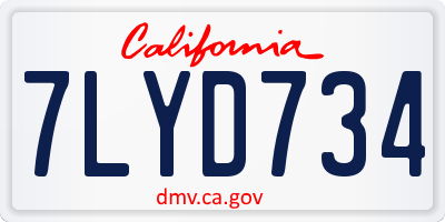 CA license plate 7LYD734