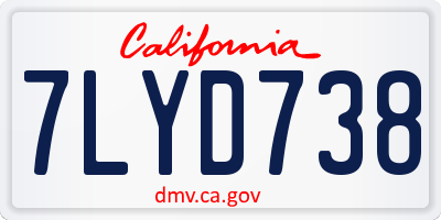 CA license plate 7LYD738