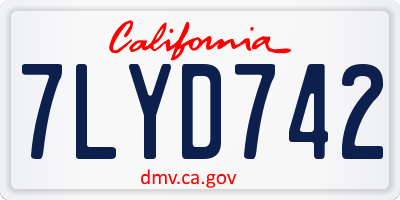CA license plate 7LYD742