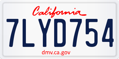 CA license plate 7LYD754
