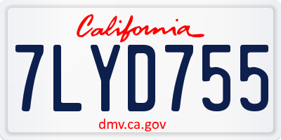 CA license plate 7LYD755
