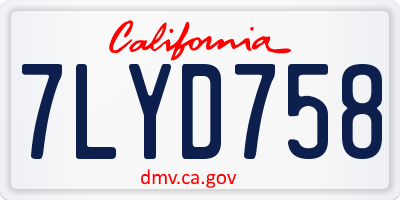 CA license plate 7LYD758