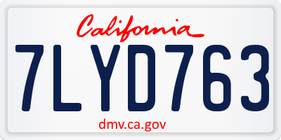 CA license plate 7LYD763