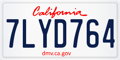 CA license plate 7LYD764