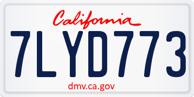CA license plate 7LYD773