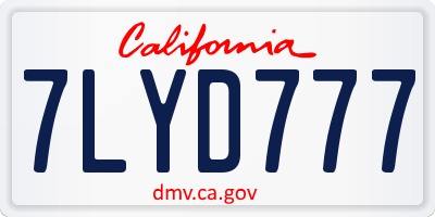 CA license plate 7LYD777
