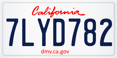 CA license plate 7LYD782