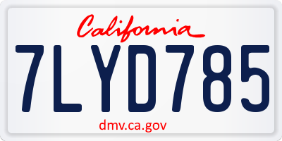 CA license plate 7LYD785