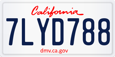 CA license plate 7LYD788