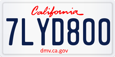 CA license plate 7LYD800